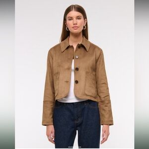 NWT Abercrombie & Fitch Vegan Suede Button-Through Jacket - Size Small